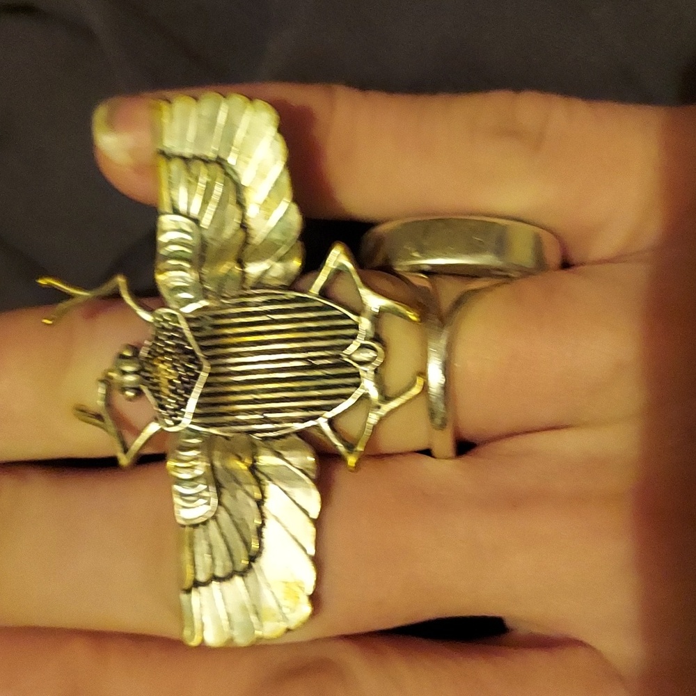 Bad ass vintage ancient eqypt statement ring. Massive Scarab beatke ring